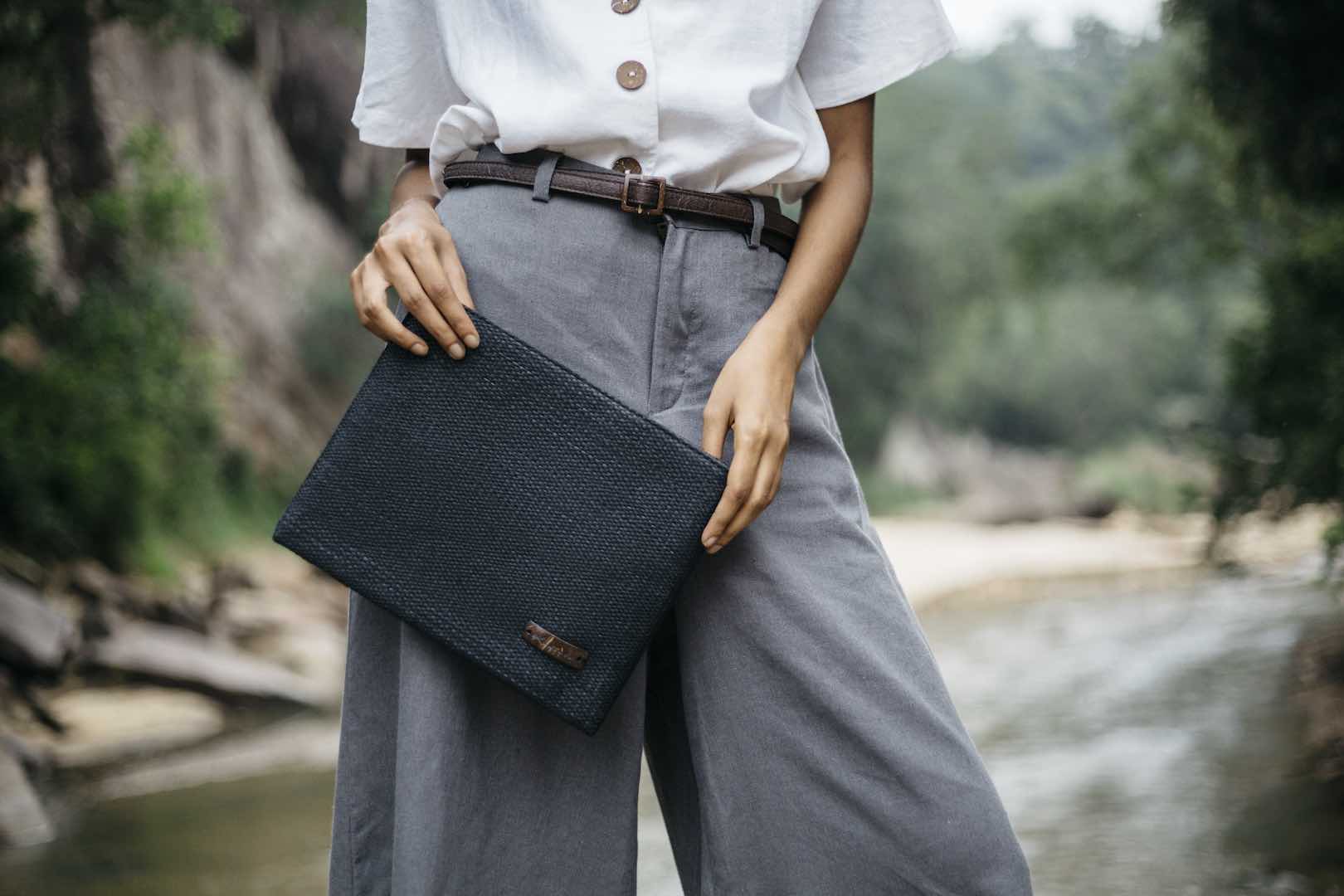 vegan handbags clutches kantala black sri lanka Hana