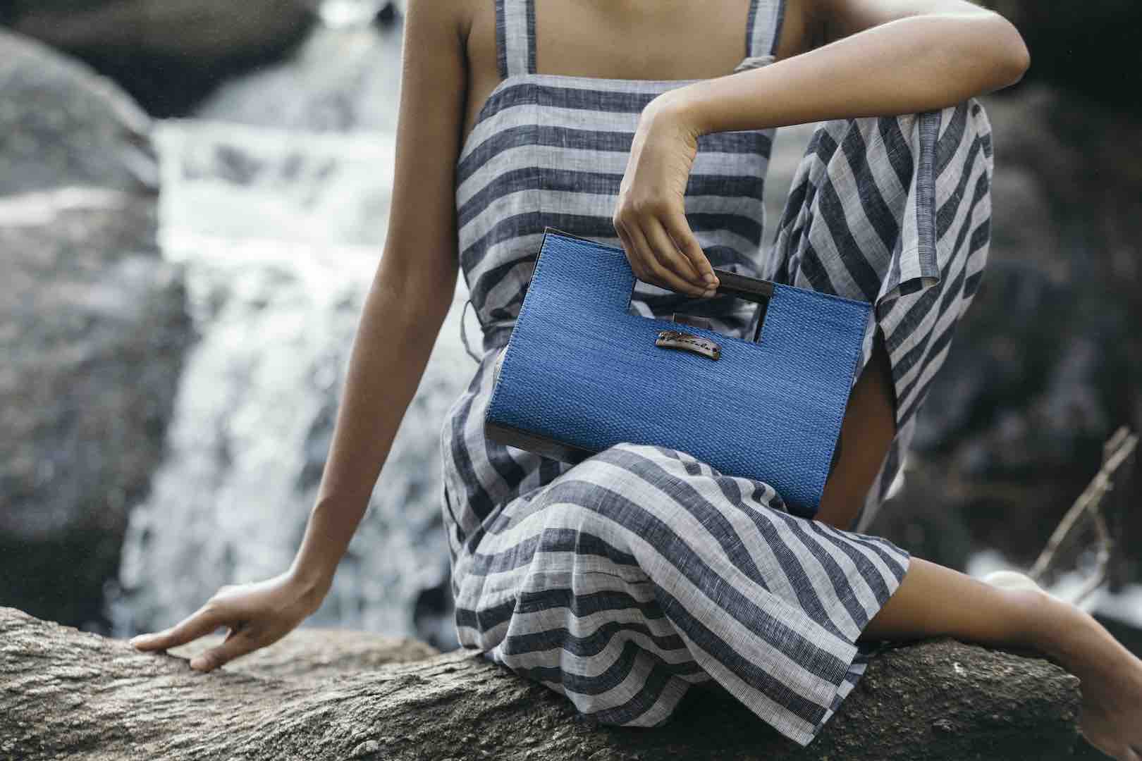 vegan handbags clutches kantala blue colour sri lanka