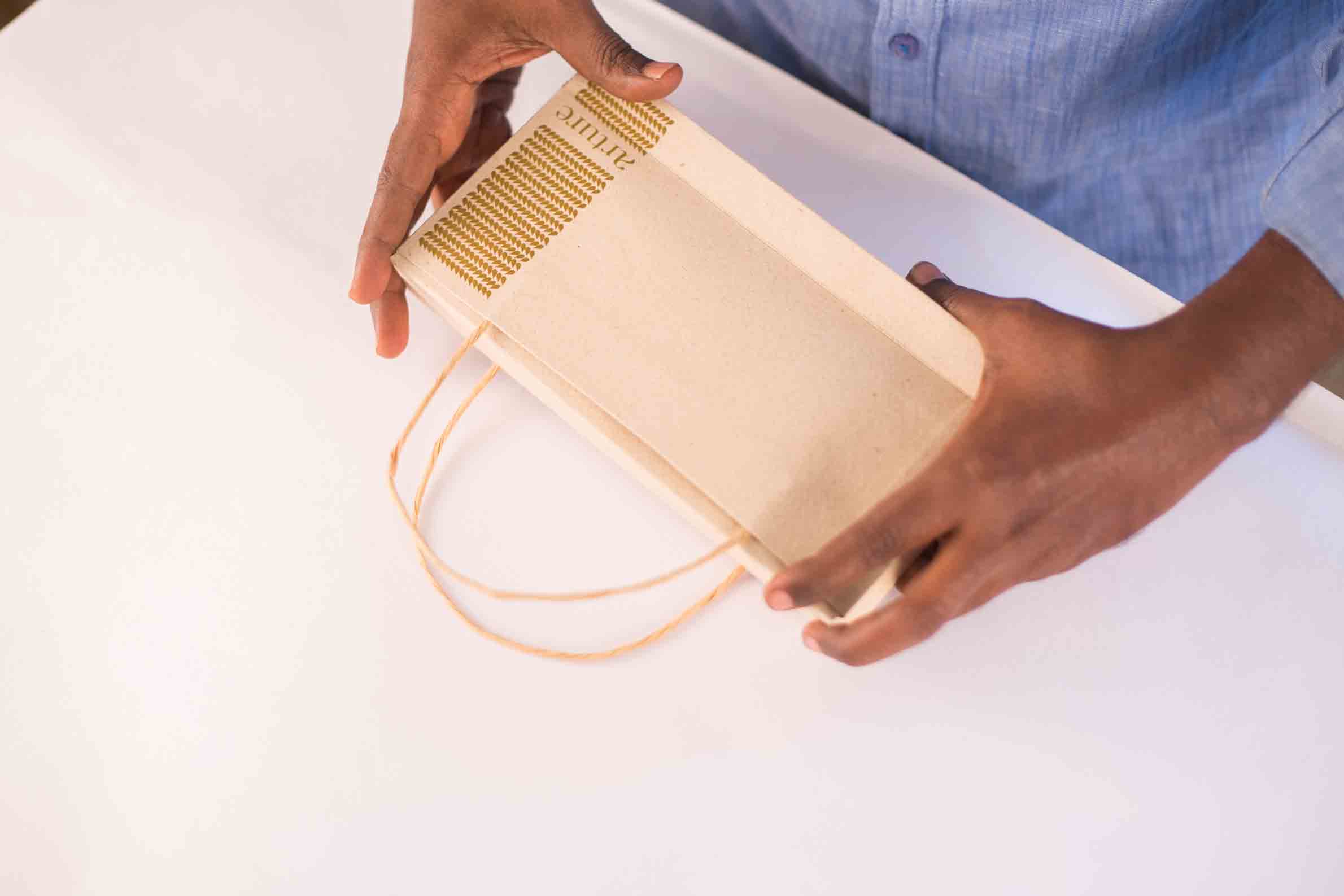 cork and hemp accessories my Arture handbags purses packaging