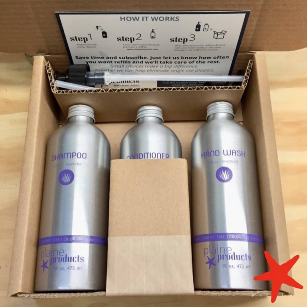 zero waste bathroom Plaine Products vegan toxin free aloe vera shampoo conditioner face wash