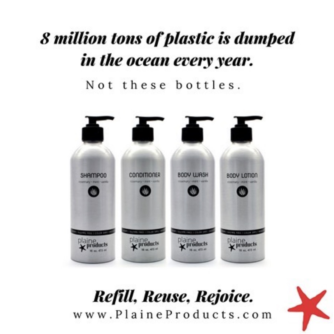 zero waste bathroom Plaine Products vegan toxin free aloe vera shampoo conditioner face wash