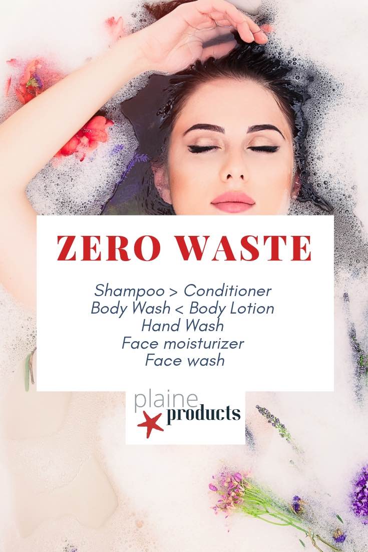 zero waste bathroom Plaine Products vegan toxin free aloe vera shampoo conditioner face wash face moisturiser body lotion hand wash refillable