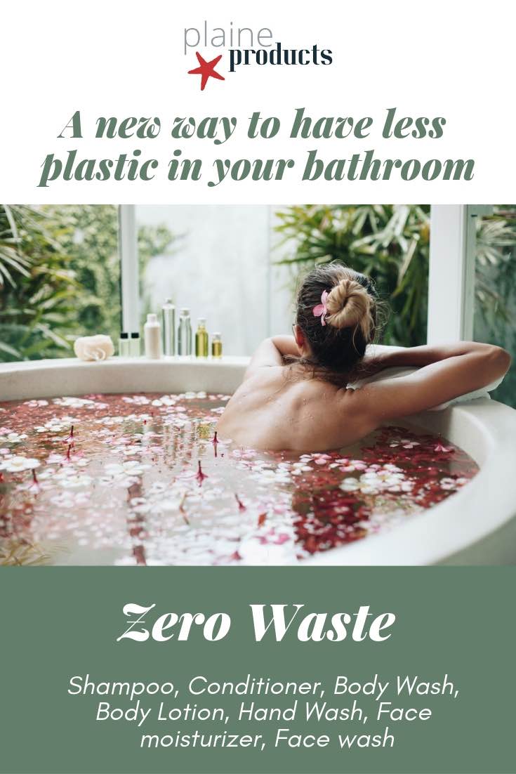 zero waste bathroom Plaine Products vegan toxin free aloe vera shampoo conditioner face wash face moisturiser body lotion hand wash refillable