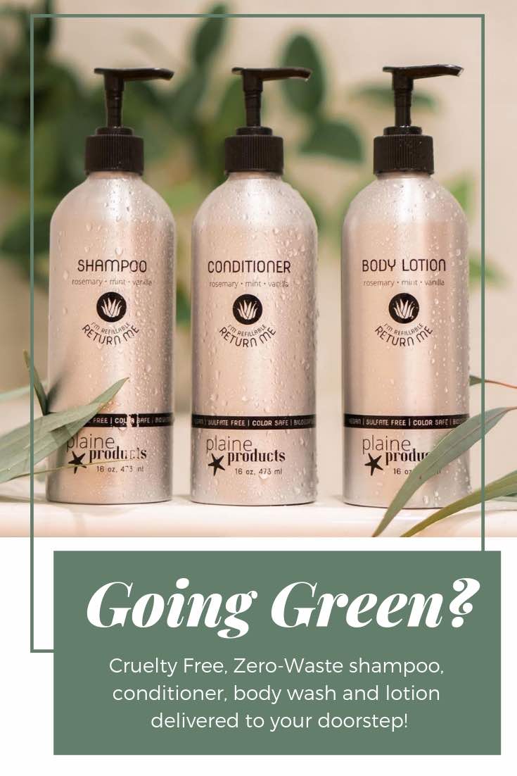 zero waste bathroom Plaine Products vegan toxin free aloe vera shampoo conditioner face wash face moisturiser body lotion hand wash refillable
