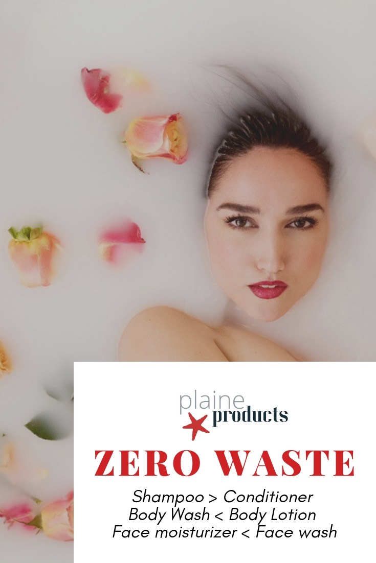 zero waste bathroom Plaine Products vegan toxin free aloe vera shampoo conditioner face wash face moisturiser body lotion hand wash refillable