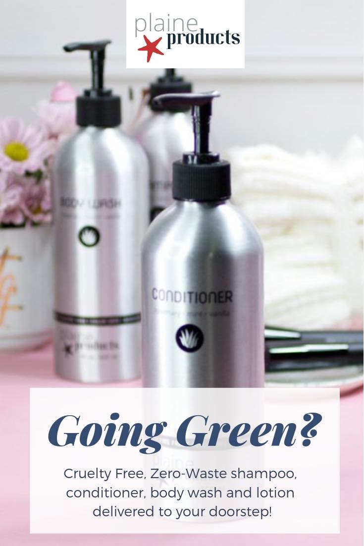 zero waste bathroom Plaine Products vegan toxin free aloe vera shampoo conditioner face wash face moisturiser body lotion hand wash refillable