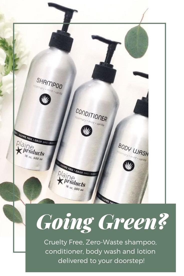 zero waste bathroom Plaine Products vegan toxin free aloe vera shampoo conditioner face wash face moisturiser body lotion hand wash refillable