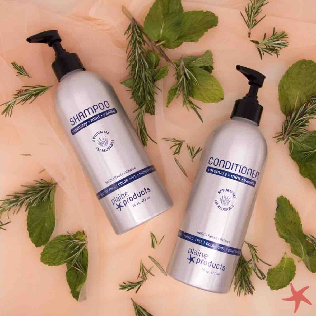 zero waste bathroom Plaine Products vegan toxin free aloe vera shampoo conditioner face wash