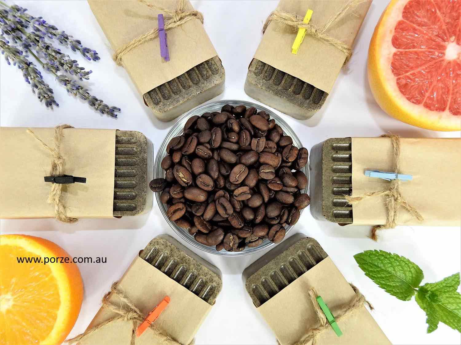 porze recycled coffee body scrubs soap