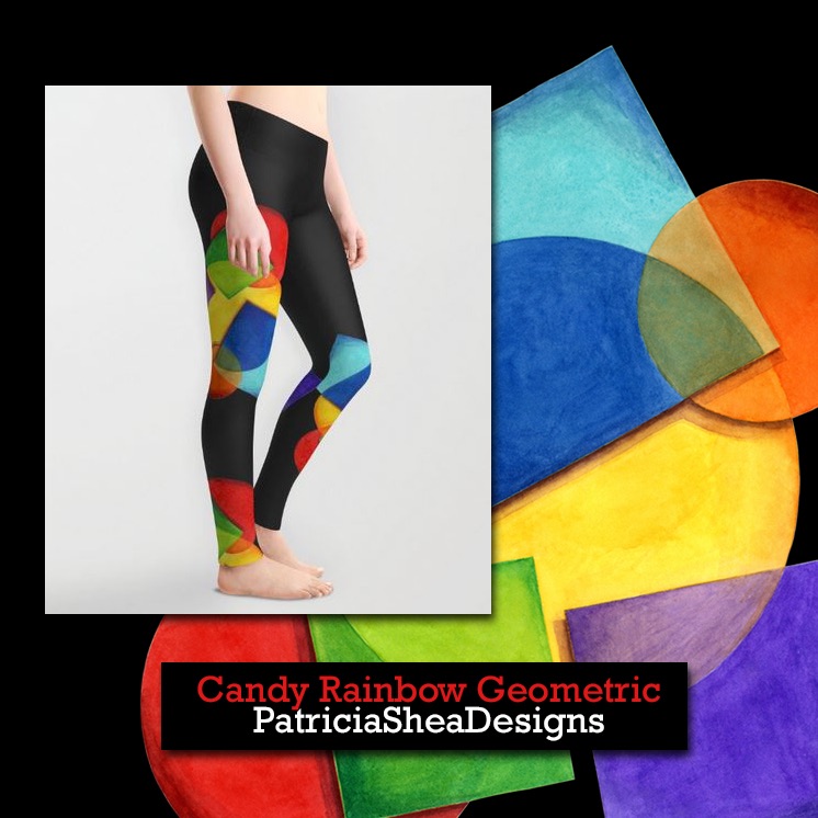patricia shea designs candy rainbow geometric leggings sustainable digital printing