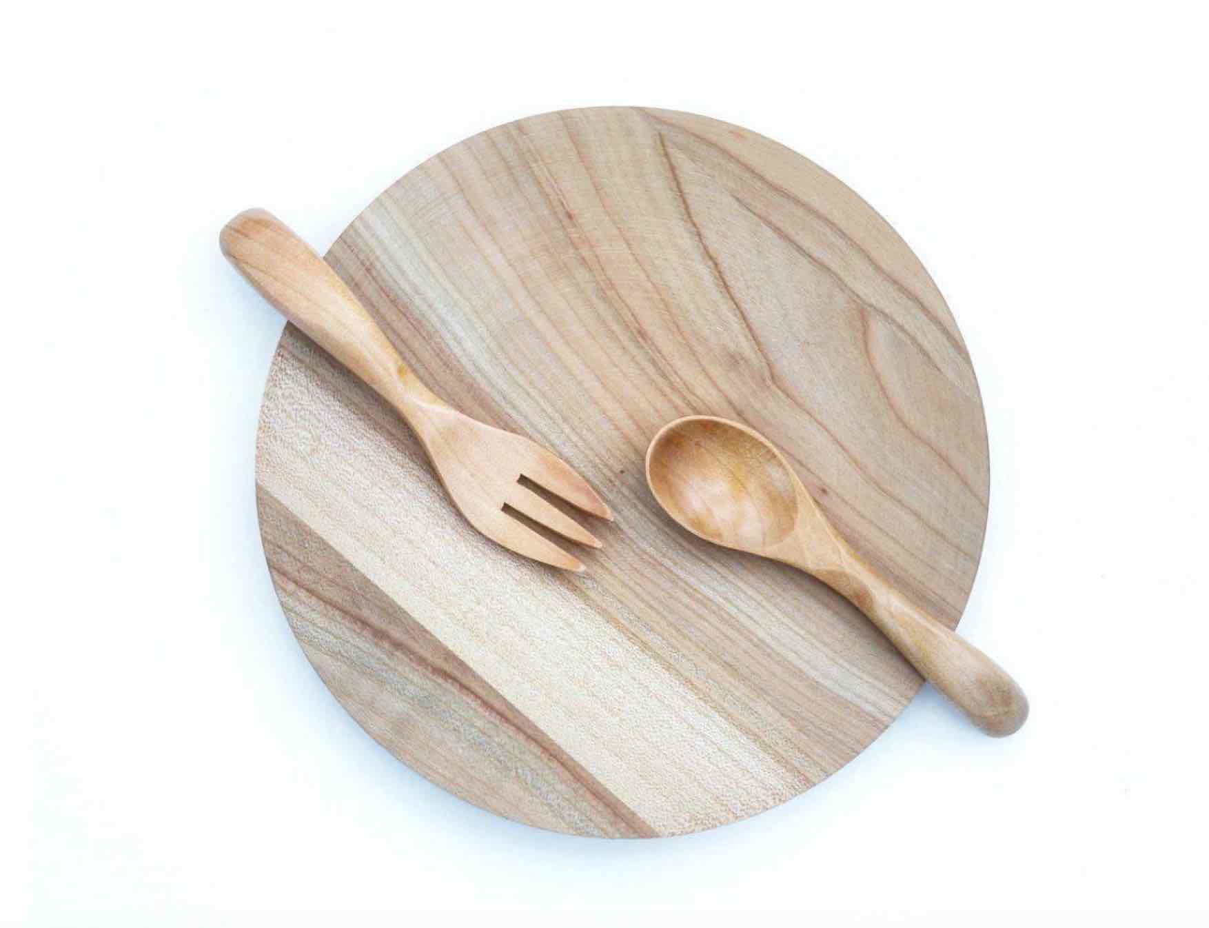 organic eco baby kids wood collection tableware cutlery