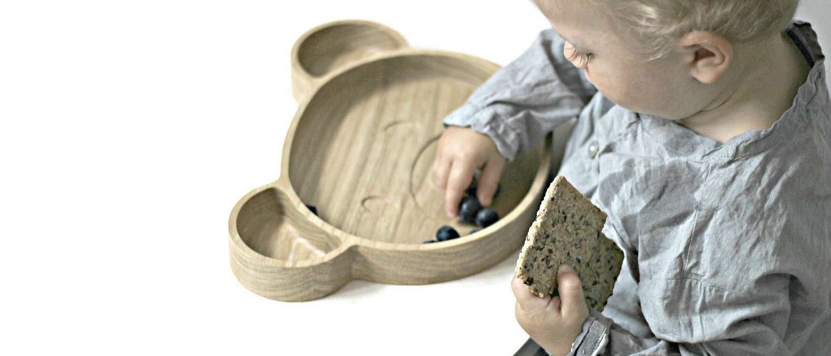 organic eco baby kids wood collection tableware snack plate