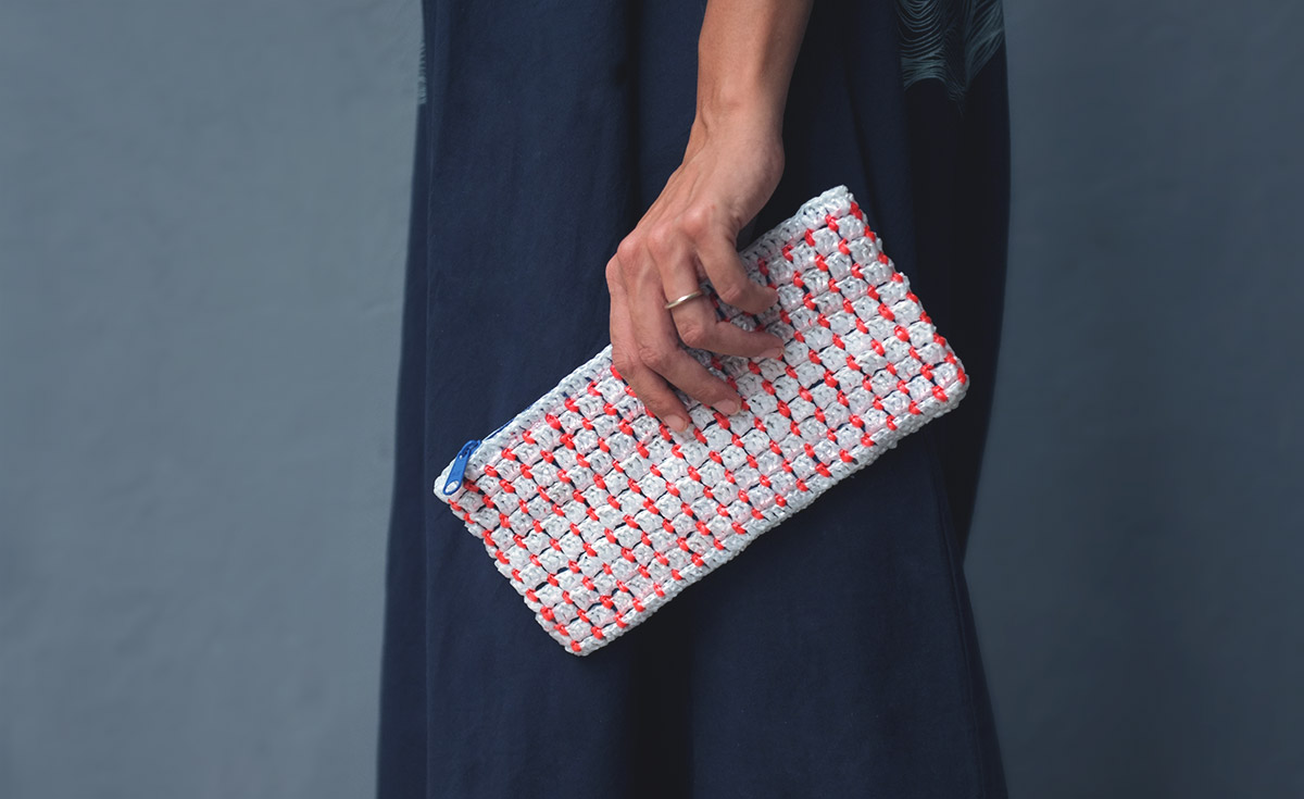 upcycled trash plastic bags handmade fashion accessories