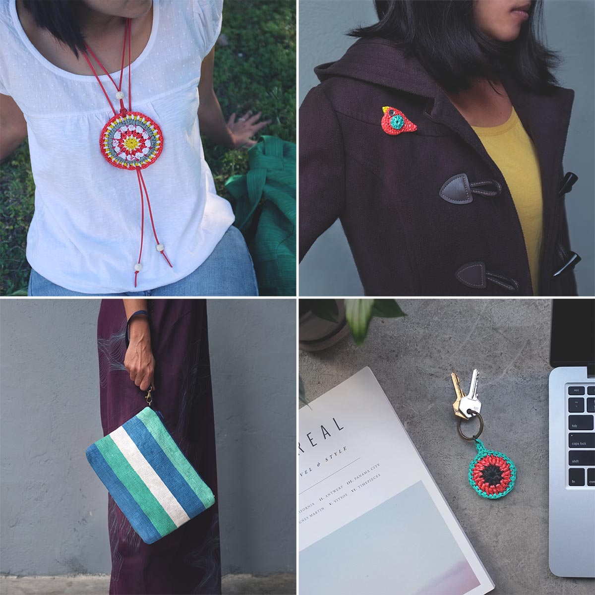 upcycled trash plastic bags handmade fashion accessories