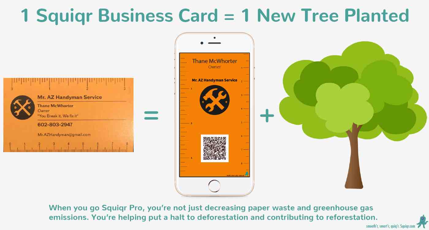 squiqr digital business cards plant trees reforestation QR code