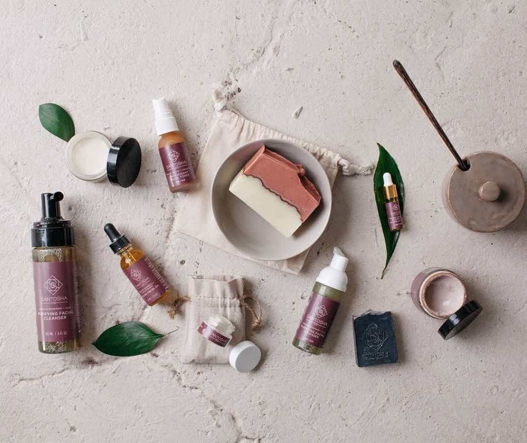 sustainable organic skincare Santosha beauty products