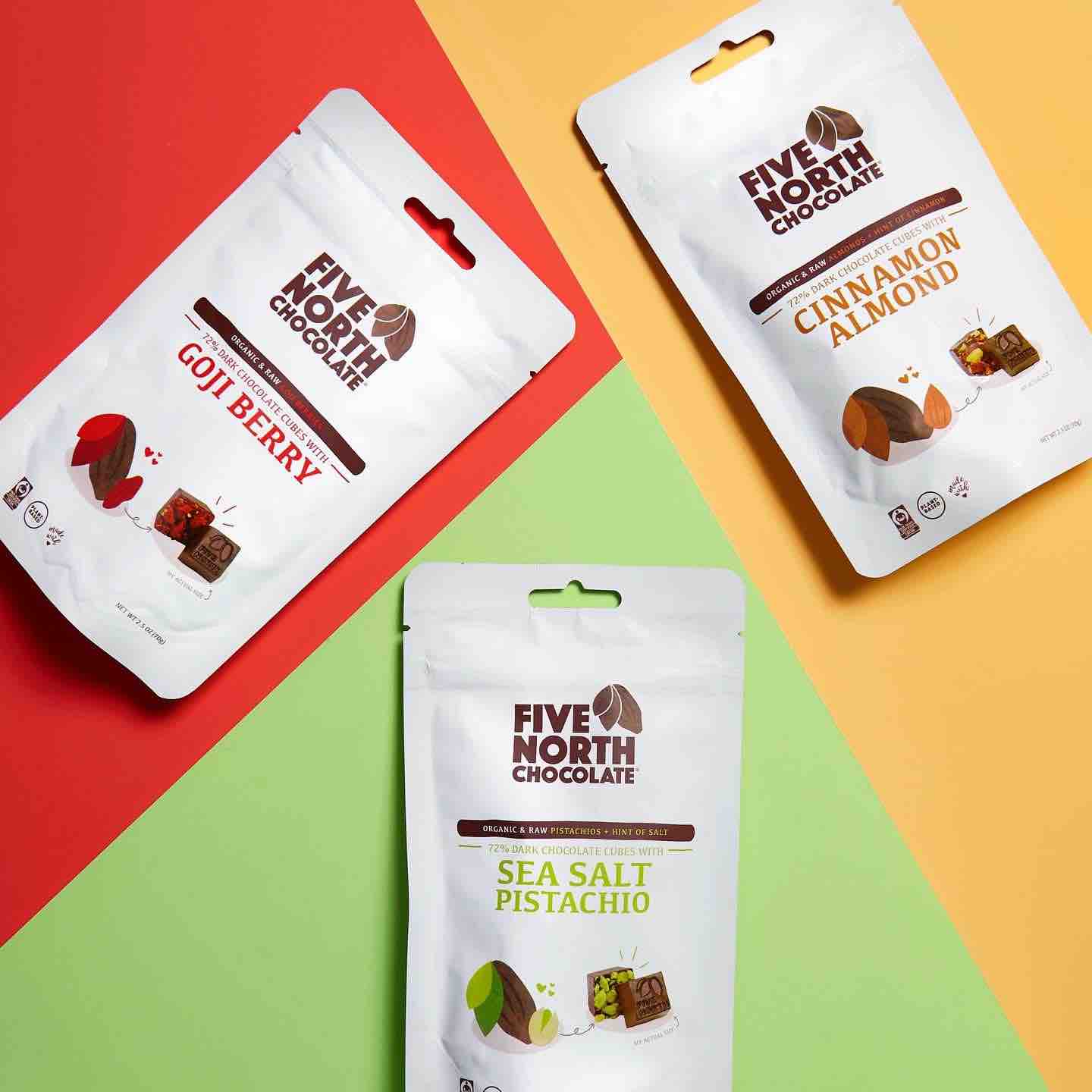 five north fair trade chocolate snacks