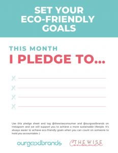 Set eco-friendly lifestyle goals pledge form