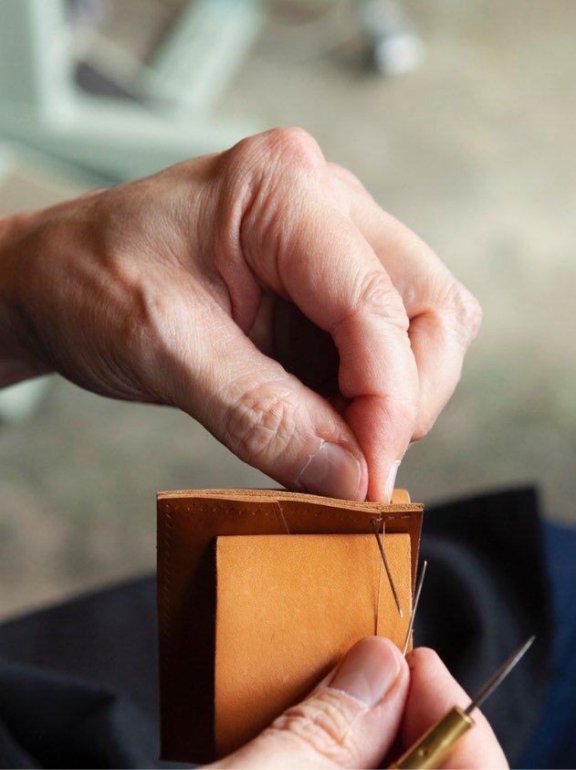 Sustainable leather wallets made from fashion waste remnants