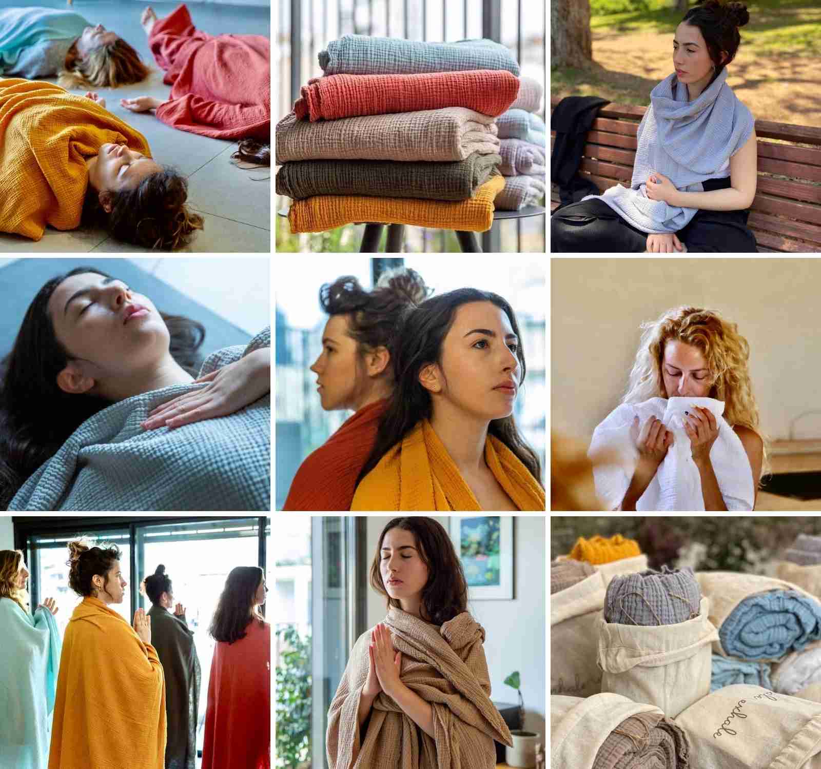 ethical and eco-friendly yoga accessories, gear and props inhale exhale blanket shawl